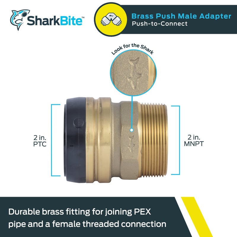 SharkBite 1 Inch MNPT Adapter, Pack of 6, Push to Connect Brass Plumbing Fitting, PEX Pipe, Copper, CPVC, PE-RT, HDPE, U140LF - Image 2